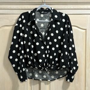 Zara Black and White Polka Dot Blouse